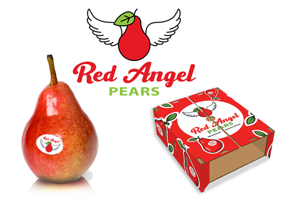 Red Angel pears brand and packaging